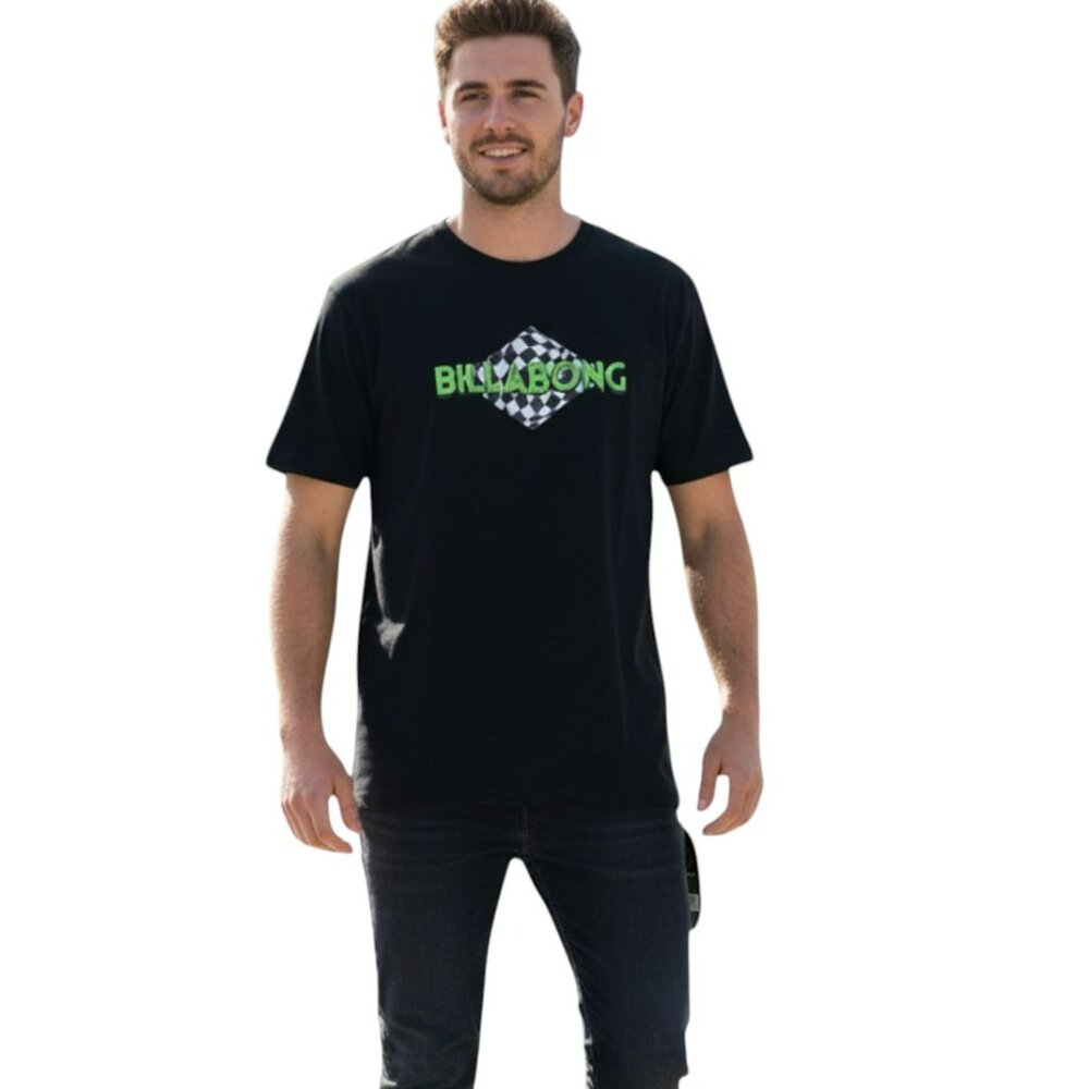 Billabong Black Lime Graphic Tee NWT Surf Skate Streetwear Size L Casual Comfy